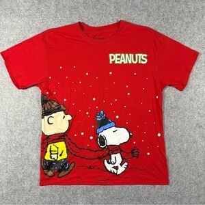 Peanuts Snoopy & Charlie Brown Graphic Red T-Shirt Size M